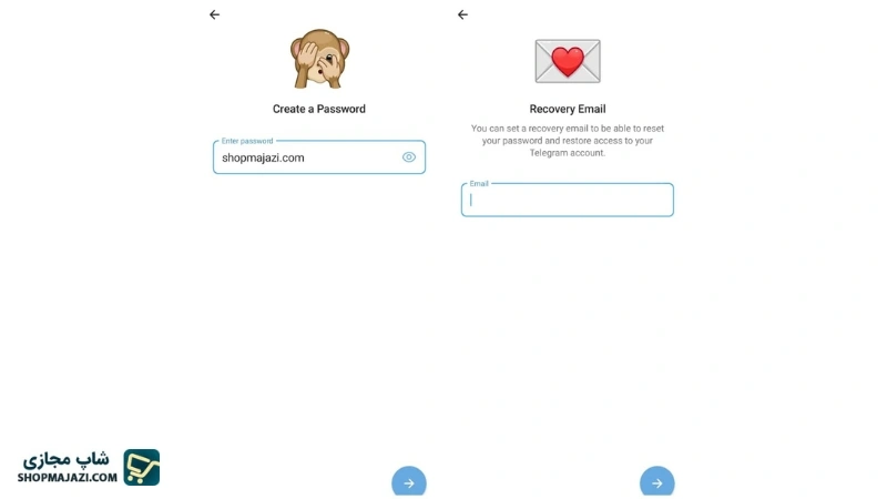 وارد کردن ایمیل جهت بازیابی رمز دو مرحله ای تلگرام | شاپ مجازی