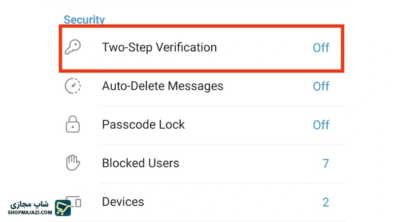 فعال کردن Two step verification جهت جلوگیری از دسترسی دیگران به تلگرام